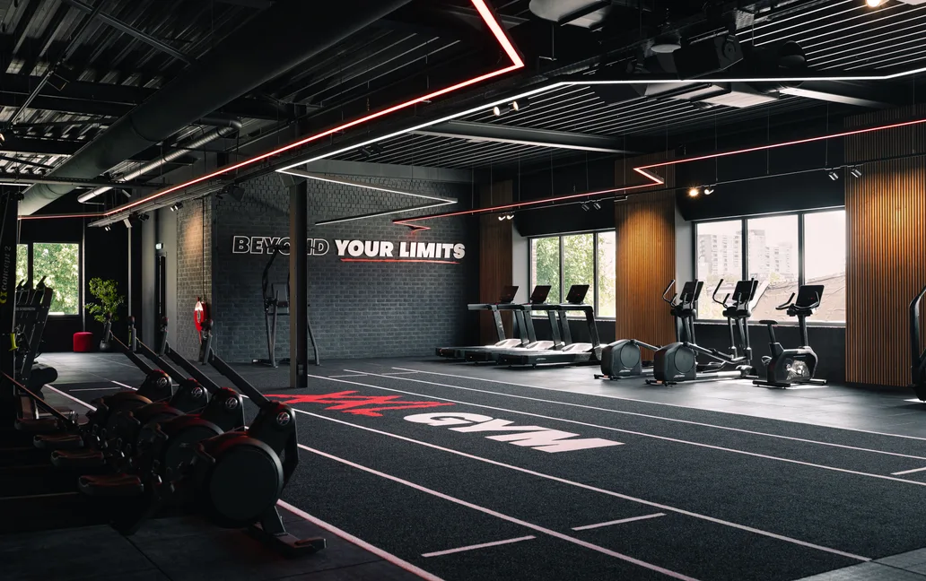 Cardiozone van XXL Gym Helmond met atletiekbaan, loopbanden, crosstrainers en roeitrainers