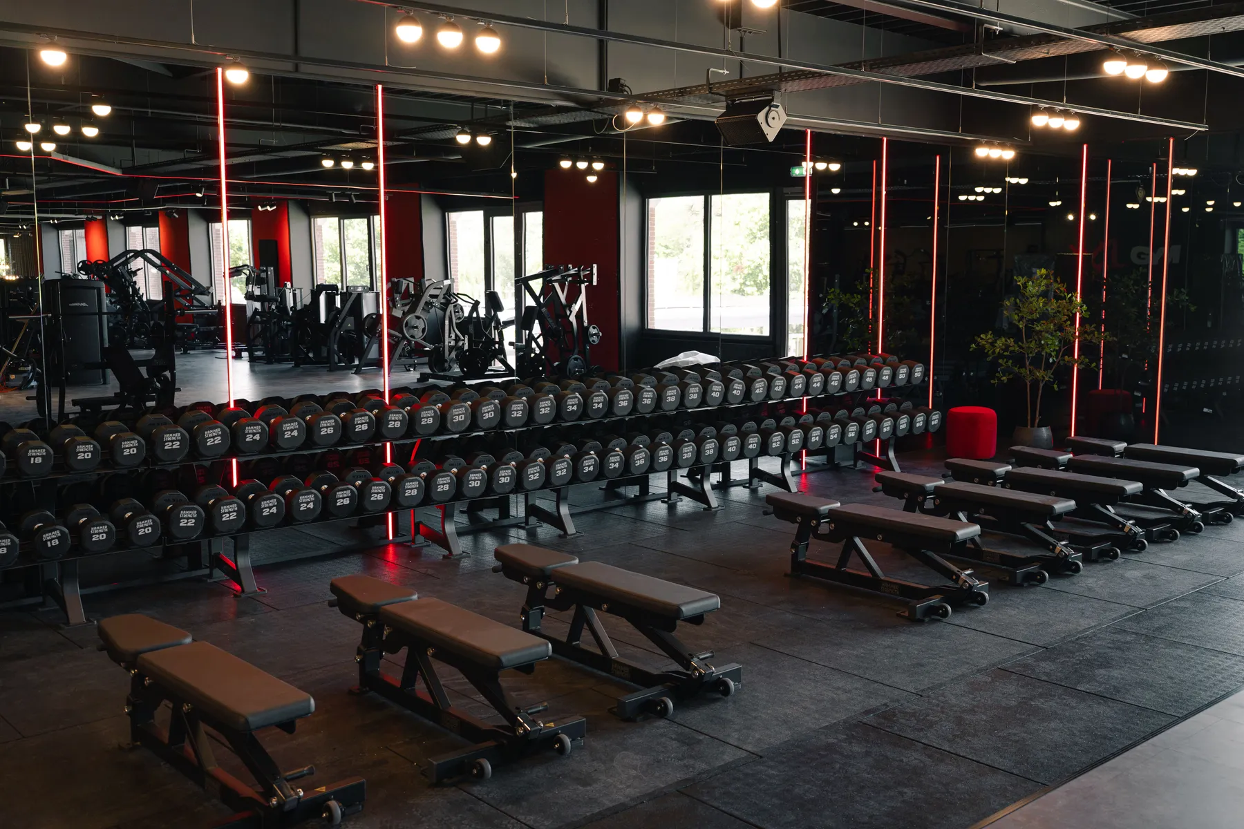 Dumbbellrek en trainingsbanken bij XXL Gym